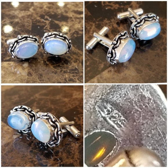 Genuine Fire Opalite Cufflinks - Picture 2 of 3
